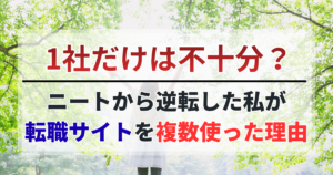 1社では不十分？ニートから逆転した私が転職サイトを複数使った理由
