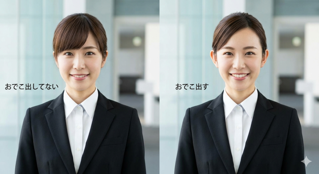 リキャリア・ラボ：就活：おでこ：女性